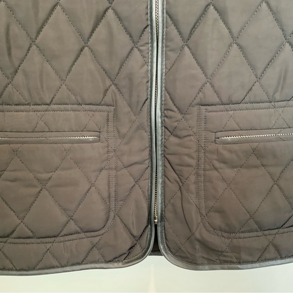 Talbots, black quilted, leather jacket with foe leather trim - Picture 6 of 8